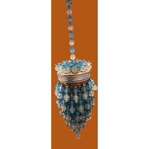 Antique Potpourri Beaded Ornament Blue Clear Glass Beads Potpourri